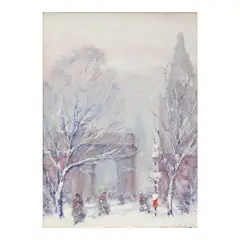 Washington Square by Johann Berthelsen, oil on canvasboard, sold Nov 2025