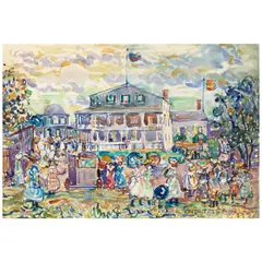 Landscape with Figures, Summer House and Pavilion by Maurice Brazil Prendergast, circa 1910-11, watercolor and graphite on paper laid down on board, offered Nov 2025