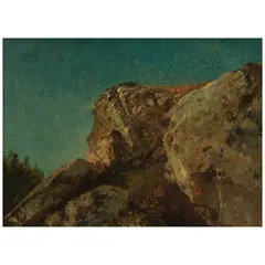 John Frederick Kensett, Rocks, Conway, N.H., oil on board