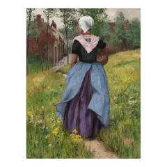 Brittany Girl on a Flowered Pathway by George Hitchcock, oil on canvas, sold Nov 2025