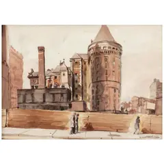 Reginald Marsh, The Tombs, New York, 1929, watercolor and graphite on paper