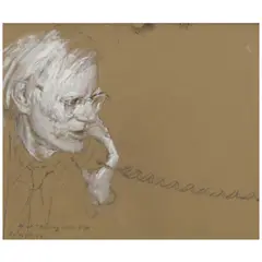 Jamie Wyeth, a.w. Talking with Pat, 1976-2019, gouache and graphite on toned paperboard