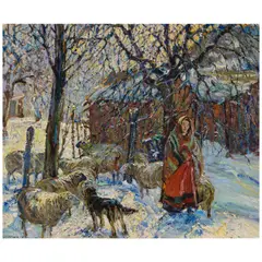 John Edward Costigan, Barnyard Winter, 1922, oil on canvas