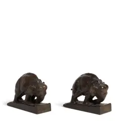 Mahonri Young, Elephant Bookends, circa 1913, bronze with brown patina, each