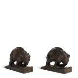 Mahonri Young, Elephant Bookends, circa 1913, bronze with brown patina, each