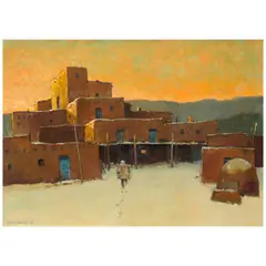 Eric Sloane, Taos February, circa 1979, oil on Masonite