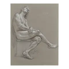 Paul Cadmus, Male Nude (NM 272 A), 1996, conté crayon on paper