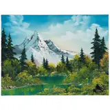 Bob Ross, Lake Below Snow-Capped Peaks and Cloudy Sky, circa 1990-91, oil on canvas