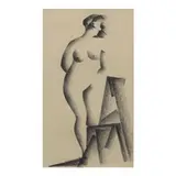 William S. Schwartz, Standing Female Nude, 1927, charcoal on paper