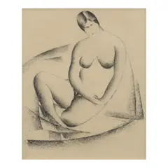 William S. Schwartz, Seated Female Nude, 1927, charcoal on paper