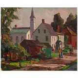 Carl W. Peters, Rockport Church Scene, oil on canvas