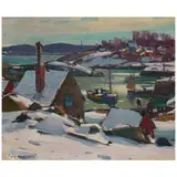 Carl W. Peters, Pigeon Cove, Winter, oil on canvas