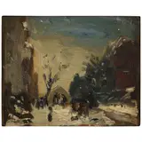 Robert Henri, New York Street Scene, oil on board