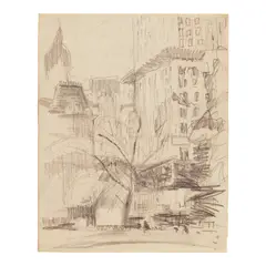 John Marin, Untitled (City Hall Park and Buildings, New York City), graphite on paper