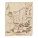 John Marin, Untitled (City Hall Park and Buildings, New York City), graphite on paper