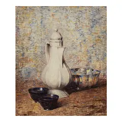 Dines Carlsen, Still Life with White Coffee Pot, oil on canvas