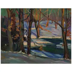 Emile Gruppé, A Winter's Sketch, oil on canvasboard