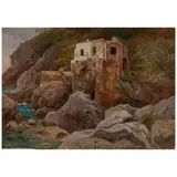 William Stanley Haseltine, Coast, Bay of Naples (probably Sorrento), circa 1858, oil on paper laid down on canvas