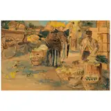 Pop Hart, The Market, New Orleans, 1918, watercolor, graphite and charcoal on board