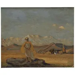 Louis Michel Eilshemius, Desert Encampment, oil on board