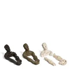 Man with Outstretched Arms: A Group of Three Sculptures by Leonard Baskin, 1947, bronze with dark brown patina; clay; plaster, sold Aug 2025