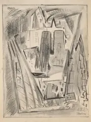 John Marin, Downtown, New York, circa 1920, graphite on paper