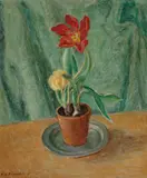 Frederick Carl Frieseke, Tulips, 1931, oil on board
