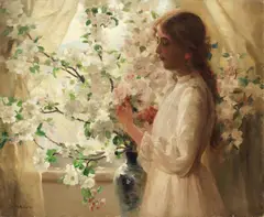 Hamilton Hamilton, Woman with Flowers, oil on canvas