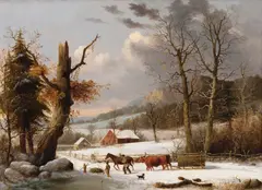 George Henry Durrie, Gathering Wood for Winter, 1855, oil on canvas