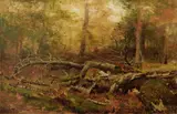 Worthington Whittredge, Study in the Forest, oil on canvas