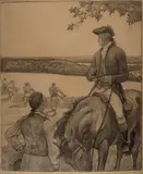 N. C. Wyeth, First Farmer of the Land, Composition Drawing