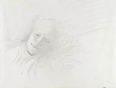 Her Head by Andrew Wyeth, 1973, graphite on paper, sold Apr 2025