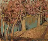 Grant Wood, Landscape, 1928, oil on board