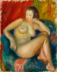 William James Glackens, Nude in Blue Chair, oil on canvas