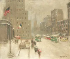 Guy Carleton Wiggins, Fifth Avenue in the Snow, oil on canvas
