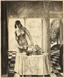 George Bellows, Breakfast is Served, 1922, conté crayon on paper