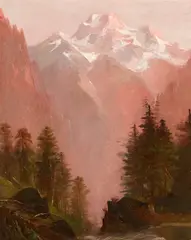 Edwin Deakin, Mountain Gorge in the Sierras, oil on canvas laid to board