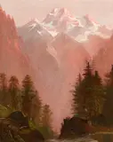 Edwin Deakin, Mountain Gorge in the Sierras, oil on canvas laid to board