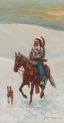 John Hauser, Indian Rider and His Companion, gouache on paper