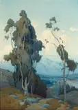 Marion Wachtel, View into the Valley, watercolor on paper