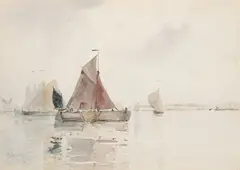 Childe Hassam, Riding the Breeze (Sailing), watercolor on paper