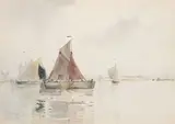 Childe Hassam, Riding the Breeze (Sailing), watercolor on paper