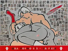 La Pietà (version maxi) by Eric Adam, Acrylique, feuille d'argent et collage sur toile, offered Jun 2024