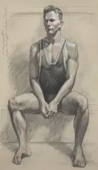 Wayne Standaloft, Rothmere YMCA by Mark Beard, Fusain et crayon conte sur papier, sold Jun 2024