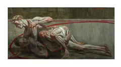 Mark Beard, The Wrestlers, Oil on canvas on Masonite