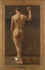 Henri Evenepoel, Etude de nu. Homme au bâton, de dos, Oil on canvas