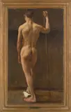 Henri Evenepoel, Etude de nu. Homme au bâton, de dos, Oil on canvas