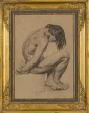 Joseph Blanc, Jeune homme nu assis, Crayon noir sur papier