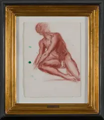Salvador Dalí, Nu d'Homme,Toni Kina, Dessin au crayon sanguine sur papier