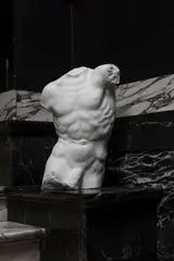 Bernard Nachtergaele, Male Torso, In white Carrara marble